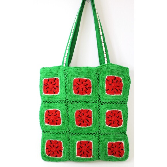 Crochet Watermelon Tote Bag Lined beach summer tote boho America and Beyond NWT - Picture 3 of 5